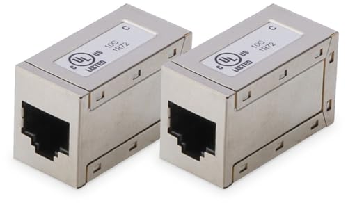 DIGITUS Connecteur RJ45 Cat 6 - 2 pièces - Rallonge de câble Lan - Connecteur de câble réseau Cat6 - Compatible PoE - Connecteur modulaire - Pour Switch, DSL, Modem, Routeur, PC - Argenté