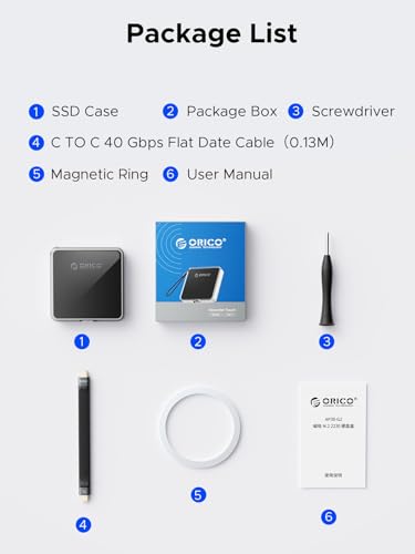 ORICO Gabinete magnético M.2 NVMe 2230 SSD compatível com Magsafe para iPhone 15 Pro Max ProRes, 10G