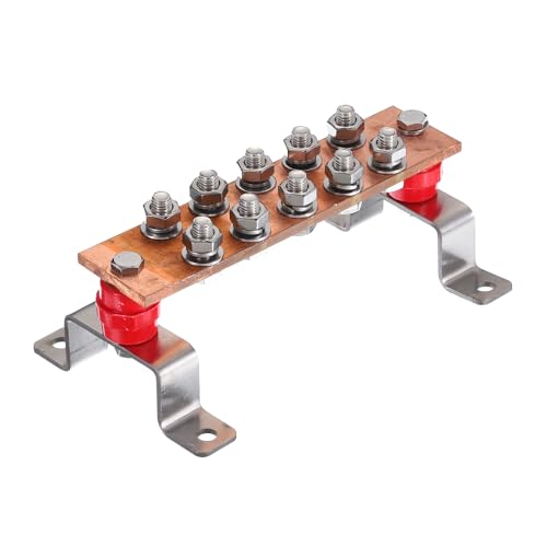 Barra de tierra de cobre para pared uxcell de 10 posiciones y 8 x 2 x 1/4 pulgadas