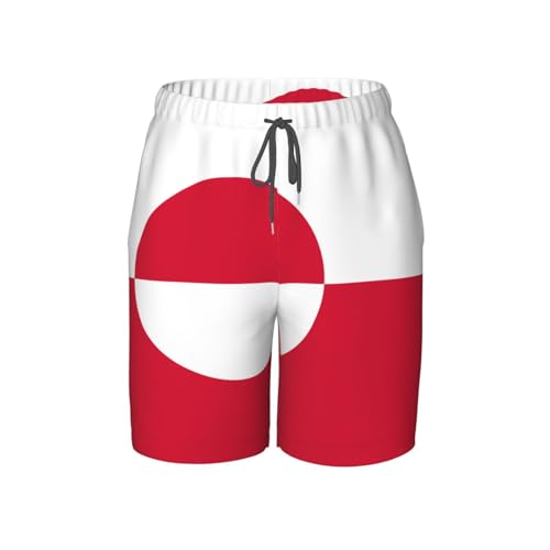 Greenland Flag Youth Beach Pants, Soft and Breathable, with Drawstring Waist, Suitable for Sports and Leisure.