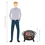 Teamson Home Round Steel Outdoor Fire Pit Outside Wood Burning Firepit Bonfire with Firebowl, Poker, Mesh Screen for Patio Garden Backyard BBQ, 30 Inch, Black - Image 4