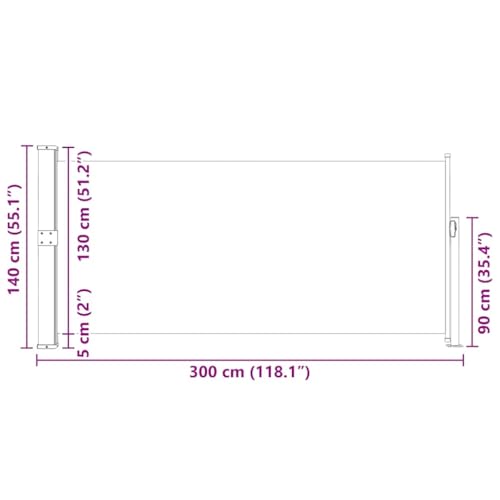 Store latéral extensible 140 x 300 cm marron, paravent extérieur imperméable - 8