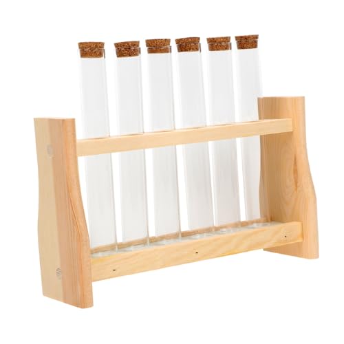 NUOLUX 木製試験管立て 用 平底試験管収納ラック 透明ガラス製 精油香水対応 安定保持 防錆加工 実験室 家 学校向け