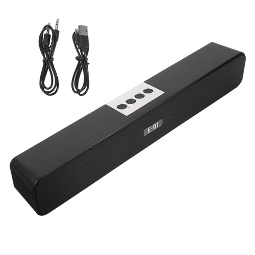 Toddmomy Kabellose Funk Soundbar Stereo Lautsprecher mit Kräftigem Bass Integrierter Akku USB Aux FM Radio und Kartenunterstützung Vielseitige Multimedia Soundbox für PC TV und Mobiles