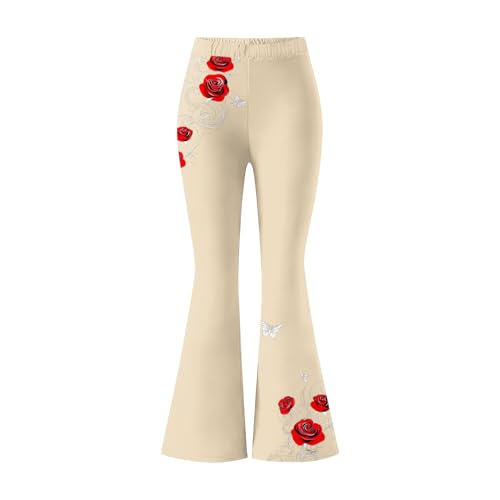 Pantalones de yoga de cintura alta elástica y corte acampanado con estampado floral 5