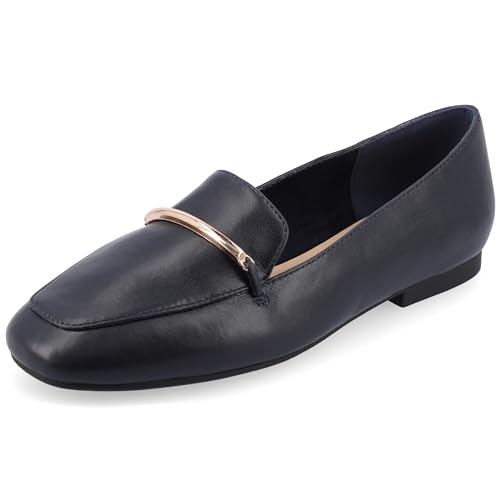 Image of Journee Womens Loafer Flat Notched Topline Square Toe Slip-On Block Heel - Wrenn Casual Dress Shoe