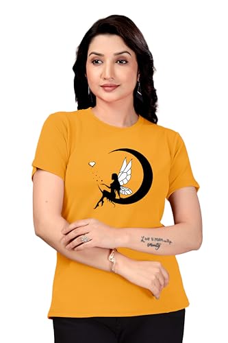 Image of Women Round Neck Printed Cotton Blend Regular Fit T-Shirt