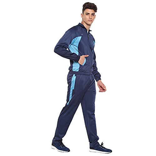 Image of Nivia Sp-05-Tracksuit /Sportswear Regular Fit Track Suits /Athletic Gym Running Jogging Suit Sets (Navy /Aqua, L)