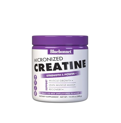 BlueBonnet Nutrition Micronized Creatine Monohydrate 5 g – Supports Lean Muscle Mass* - Non-GMO, Vegan, Kosher Certified, Gluten-Free, Soy-Free, Milk-Free – Unflavored, 10.58 OZ, 60 Servings