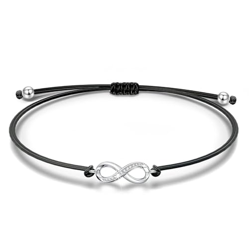 1 Stück Unendlichkeit Armband,Unendlichkeit Armbänder,Unendlichkeitszeichen,Damen Armband Unendlich,Einstellbare Armbänder,Titanium Stahl,Geeignet Für Personalisierte Geschenke Für Frauen(Schwarz)