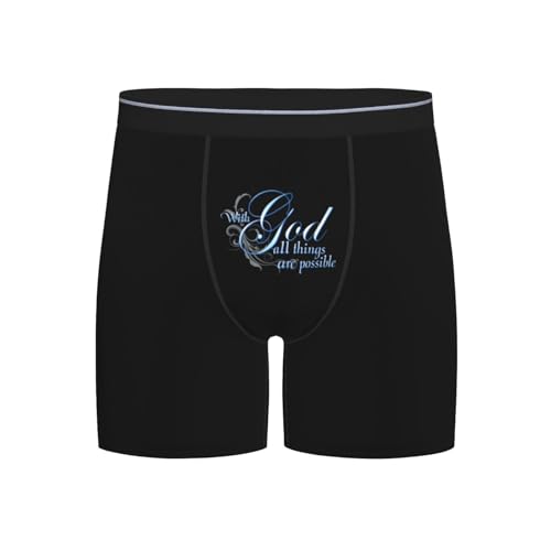 Christian Gift With God All Things Are Possible Men'S Breathable Underwear Boxer Briefs With Lightwight Wasitband,