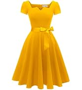 Girstunm Women's Classic Tea Dress Short Sleeve Swing Cocktail Party Dresses with Pockets