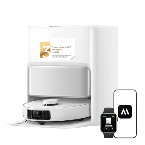 Mova P50 Pro Ultra Robot Aspirapolvere 19000 Pa con Mocio Flessibile, Spazzola Antigroviglio,...