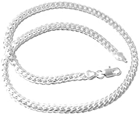 NiceJoy Necklace 5mm 925 Sterling Silver Chain Fashion Jewelry Flat Cuban Curb Chain Gift for Mens Women Decoration Silver