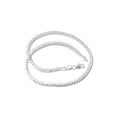 NiceJoy Necklace 5mm 925 Sterling Silver Chain Fashion Jewelry Flat Cuban Curb Chain Gift for Mens Women Decoration Silver Cover