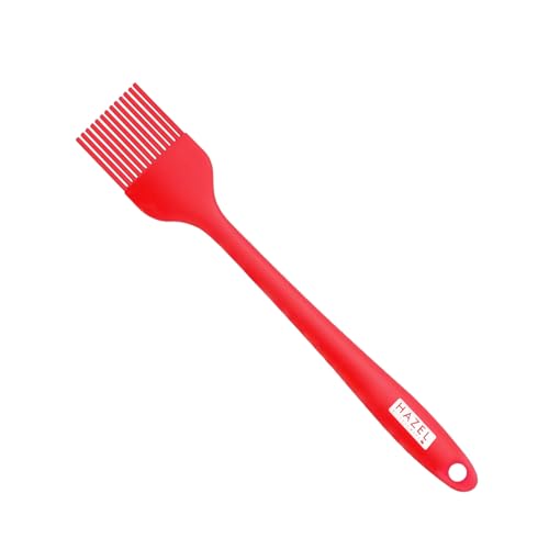 Image of HAZEL Silicone Brush 8 inch (Red)| Heat Resistant Oil & Butter Brush for Baking, BBQ, and Cooking | Non-Stick, Flexible & Easy to Clean Kitchen Basting Brush