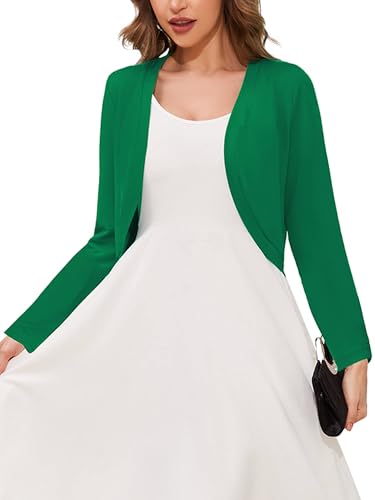Image of Heymoments Women's Long Sleeve Thin Kintted Shrugs Sweaters Lightweight Cropped Tops Open Front Cardigan for Dress
