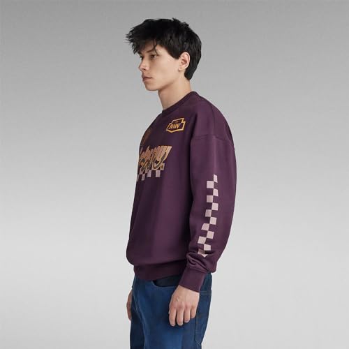 Miniatura 4 de G-Star Para Hombre Sudadera Moto Sport Graphic Loose, Púrpura Lt Maze D23895-B782-8880 , S