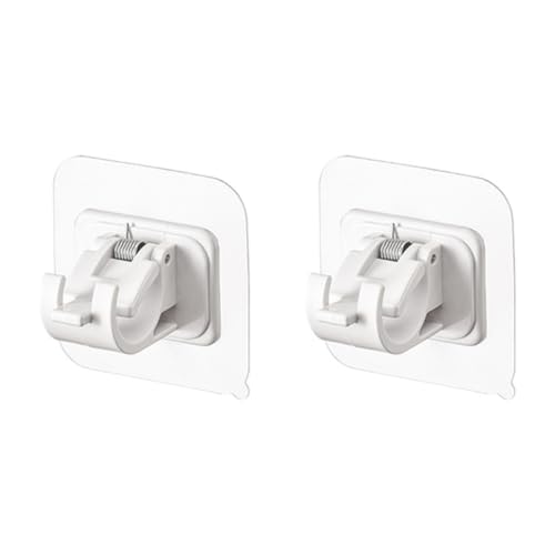 HOMOCONO Gancho para Cortinas Adhesivo ABS Blanco 2 Piezas Soporte Telescópico sin Perforaciones para Barras de Cortina en Baño y Hogar
