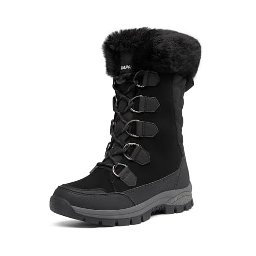 DREAM PAIRS Women's Waterproof Winter Snow Boots, Warm Comfortable Faux Fur Insulated Non-Slip Outdoor Lace-Up Mid Calf Booties,Sdsb2206w,Black,Size 8