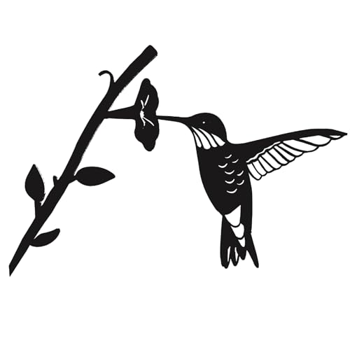 Rustikaler Hummingbird Yard Art - Pulverbeschichteter Stahl Tierfigur | Nature Szene im Freien, Vogel auf Zweigkunst, Gartentor Akzentschild, Wildtierausstellung für Balkon, Rasen, Pfad