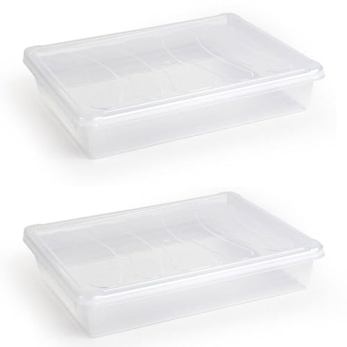 Acan Tradineur - Pack de 2 bandejas con Tapa para frigorífico, Bandeja para Cocina, Restaurante, Bares, hostelería (Transparente - 6,5 x 35 x 27 cm)