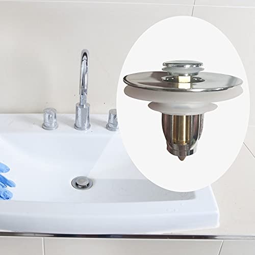 Kruggo Universal Bathroom Sink Stopper, For 1.02-1.96 Inch Bullet Core Push Type Basin Pop-Up Drain Filter, Bathtub Converter Sink Drain Strainer Plug With Hair Catcher(1 Pcs) #TOP3