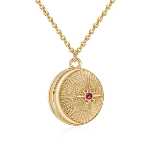 Fettero Dainty Necklaces for Women - 14K Gold Plated Delicate Moon Crescent Pendant Necklace Charm Gold Necklace Jewelry for Women