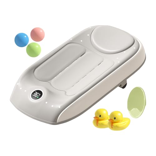 Soporte de baño para niños, soporte de baño con detección de temperatura, ajuste de altura de niveles para niños, hogar, viajes, hotel, playa, ducha