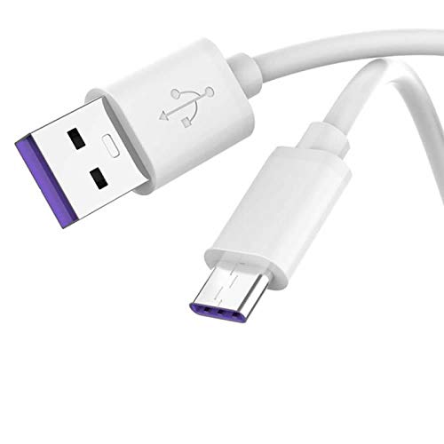USB Type C Cable 5A, (3-Pack 0.5m/1.6ft) Super Charge Fast Charging USB C Charger for Huawei P30, P30 Pro, P20, P20 Pro, P20 Lite, P10 P9 Plus, Mate 20 X Mate 10 Pro (White)