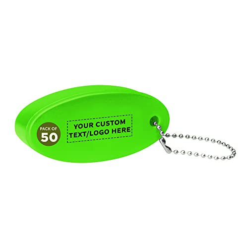 DISCOUNT PROMOS 50 Boater Squeeze Relieving Keychains Pack - Customizable Text, Logo - PU Foam, Ball Chain - Lime Green