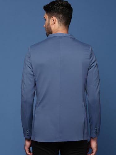 Image of SHOWOFFFF Men Solid Single Breasted Formal Blazer | Notched Lapel Full Sleeves Cotton Blazer for Mens | Slim Fit Regular Length Blazer for Men's