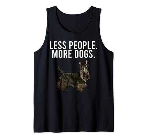 Less People More Dogs Scottish Terrier Funny Introvert Tank Top, Black