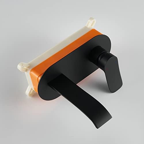 Waterfall Wall Mounted Bathroom Sink Faucet with Single Handle 2 Hole Lavatory Faucet Solid Brass Basin Mixer Tap in Black