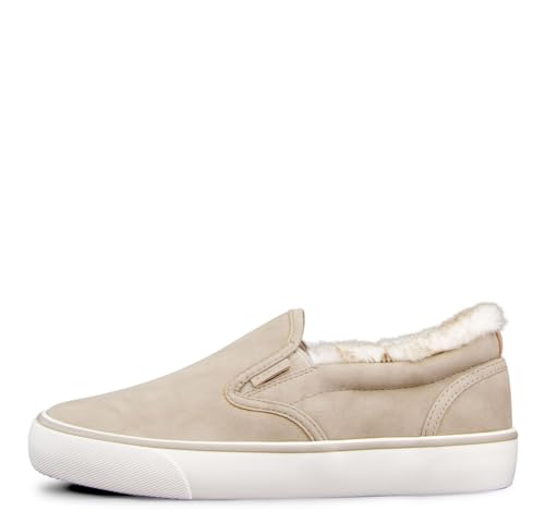 Lugz Women's Clipper LX Fur Classic Slip-on Fashion Sneaker, Fawn/Cream/Off White, 8, M