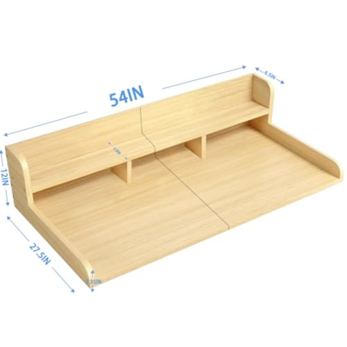 Washer Dryer Countertop with 2-Tier Shelf, Wood Laundry Countertop Over Washer and Dryer with Edge, 54" Width x 27.5" Depth Laundry Hamper Table Top Storage Organization Oak