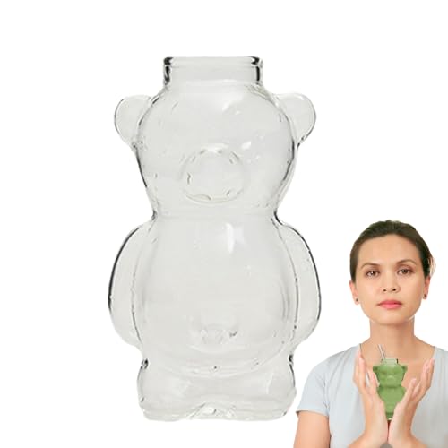 Bear Tea Taza - Vasos de té de café, taza de dibujos animados, 300 ml, transparente, elegante, multiusos, pequeña taza de café con transparente duradero para zumo - té - cafetería de cerveza