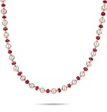 real pearls and ruby stone strand choker necklace, birthstone jewelry gift for her, mothers day gift, niece daughter uniquelan jewelry (ruby)