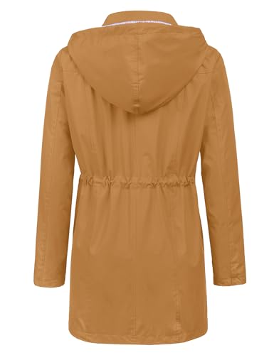 Image of LOMON Raincoat Women Waterproof Long Hooded Trench Coats Lined Windbreaker Travel Jacket S-XXL