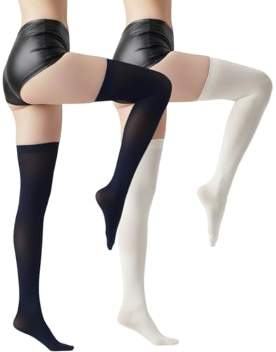 Image of ToBeInStyle Women's Nylon Thigh High Schoolgirl Opaque Stockings
