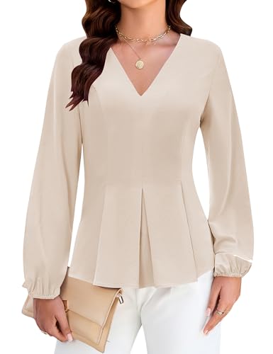 Blooming Jelly Womens Dressy Casual Peplum Tops Long Sleeve Work Blouses Trendy Dress Shirts Business Outfits 2025