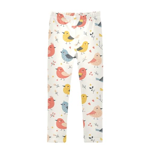 Birds on Light Girls Leggings,Workout Leggings for Girls Toddler Athletic Legging Size for 3-10T