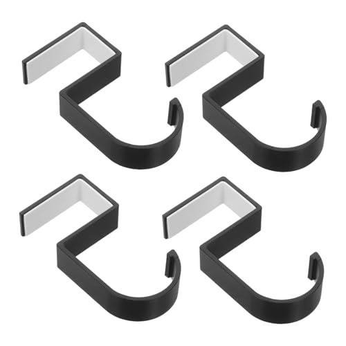 ABOOFAN 4 Pièces Crochet latéral bureau Crochet de bord de bureau support de casque cintre de CORCH SAG SAG cintre des parapluies Espace aluminium Noir