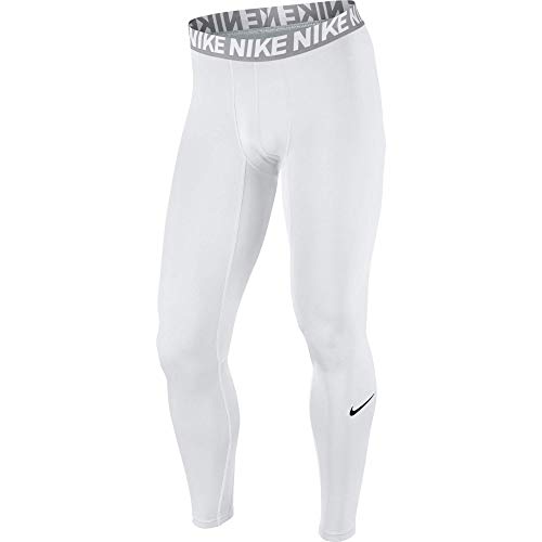 NIKE Men's Base Layer Training Tights, White/Matte Silver/White/Black, Large