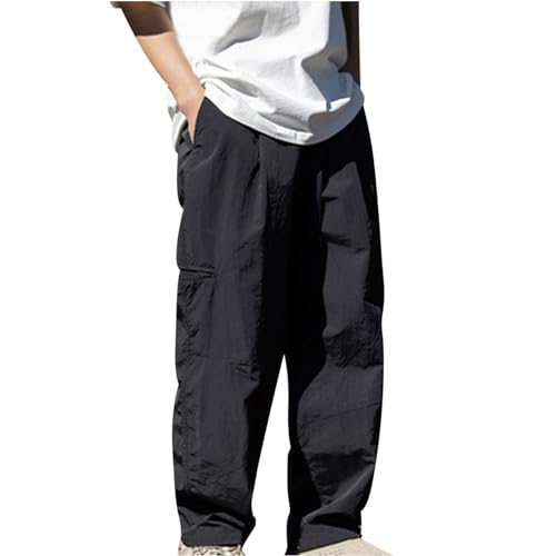 Pants for Men Fashion Cargo Trousers Wide Leg Baggy Pants Casual Teenage Boys Vintage Streetwear Manly Mens Clothing Black