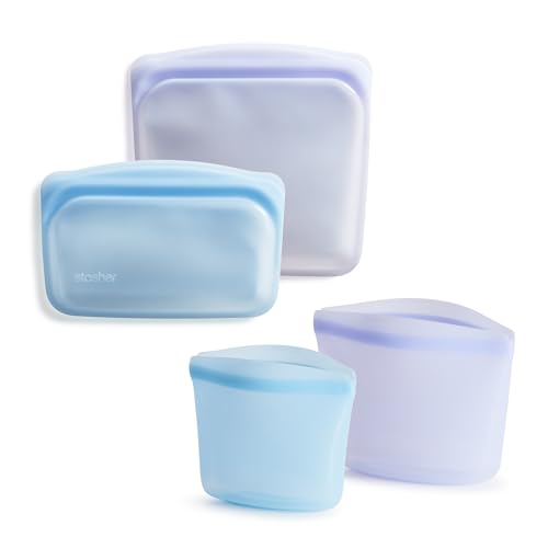 Stasher Premium Silicone Reusable Food Storage Bags, 4-Pack, Mult...
