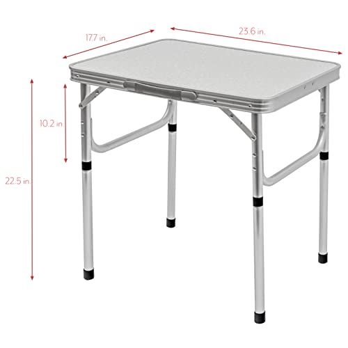 Aluminum Portable Folding Camp Table With Carry Handle - By Trademark Innovations, White - Thumbnail 2