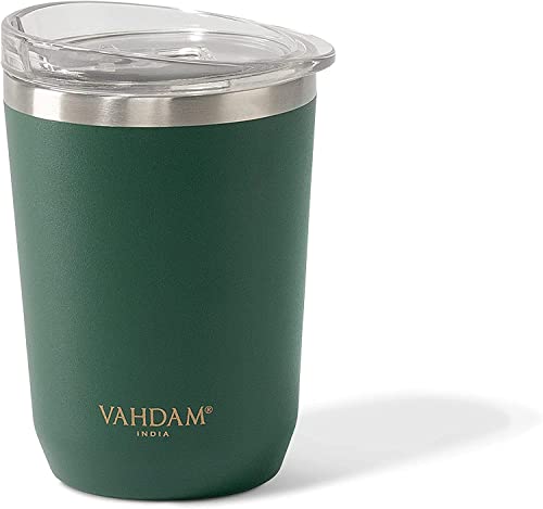 Tasse isotherme (350 ml), Acier Inoxydable 18/8 | Mugs de voyage Vert FONCÉ | Approuvée par la FDA | Pour Boissons Chaudes & Froides | ÉCOLOGIQUE, DURABLE thermos cafe isotherme