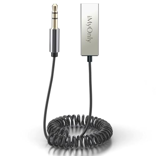 iMyOnly Aux Bluetooth Adapter All-Metal Bluetooth 5.3 Receiver for Car with Hands-Free Calling and Navigation,use in Car and Home Stereo