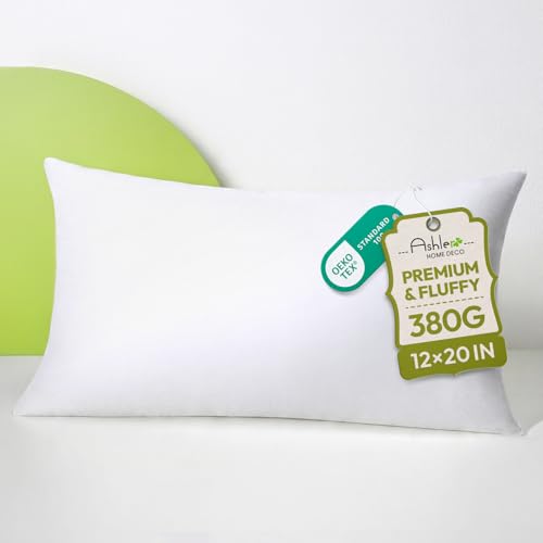 Ashler 12x20 Throw Pillow Inserts Lumbar Pillows Decorative Pillows for Couch & Sofa Soft & Supportive Sham Stuffer Hypoallergenic Bed Pillow Set of 1